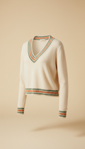 Lightweight cropped tennis sweater in ivory cream