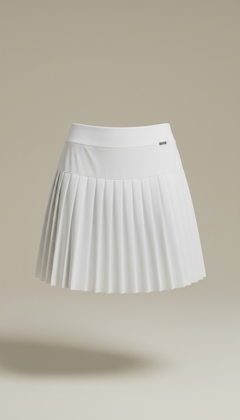 Porcelain white pleated tennis skirt
